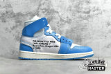 NIKE OFF-WHITE X AIR JORDAN 1 RETRO HIGH OG UNC WHITE/DARK POWDER BLUE-CONE AQ0818-148