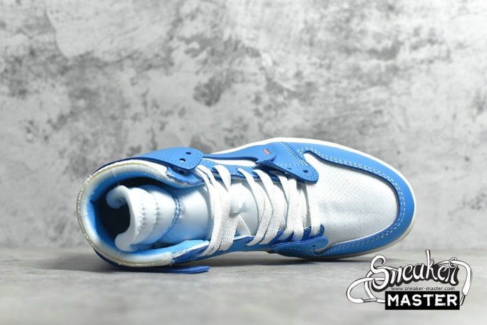 NIKE OFF-WHITE X AIR JORDAN 1 RETRO HIGH OG UNC WHITE/DARK POWDER BLUE-CONE AQ0818-148