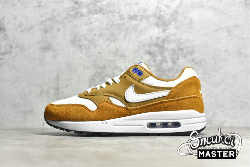 NIKE AIR MAX 1 PREMIUM RETRO CURRY DARK CURRY/SPORT BLUE/BLACK/TRUE WHITE 908366-700