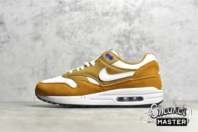 NIKE AIR MAX 1 PREMIUM RETRO CURRY DARK CURRY/SPORT BLUE/BLACK/TRUE WHITE 908366-700