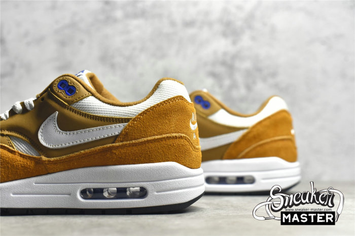 NIKE AIR MAX 1 PREMIUM RETRO CURRY DARK CURRY/SPORT BLUE/BLACK/TRUE WHITE 908366-700