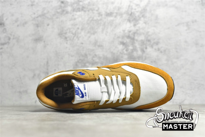 NIKE AIR MAX 1 PREMIUM RETRO CURRY DARK CURRY/SPORT BLUE/BLACK/TRUE WHITE 908366-700