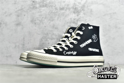 CONVERSE CHUCK TAYLOR ALL STAR 70S HIGH LOGO BLACK/BLACK/WHITE 166486C