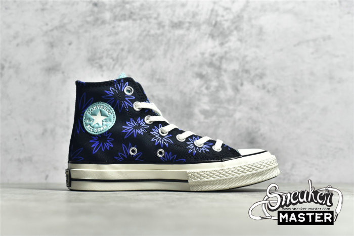 CONVERSE CHUCK TAYLOR ALL STAR 70S HIGH SUNNY FLORAL BLACK/WASHED TEAL/GAME ROYAL 172824C