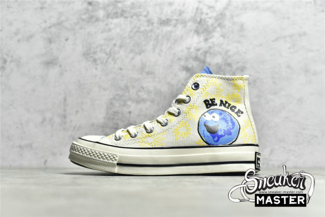 CONVERSE CHUCK TAYLOR ALL-STAR 70S HIGH SUNNY FLORAL BE NICE EGRET/UNIVERSITY BLUE/AMARILLO 172863C