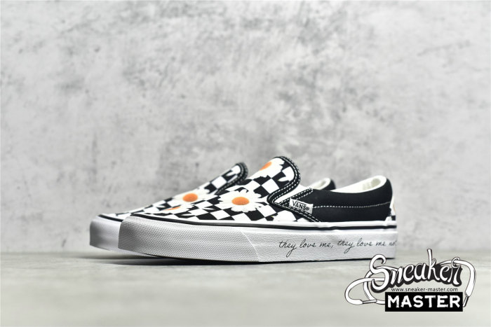 VANS SLIP-ON CHECKERBOARD DAISIES BLACK/BLACK/WHITE VN0A5JMHB0B