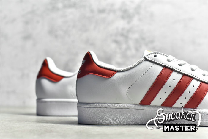 ADIDAS SUPERSTAR FOUNDATION SHOES CLOUD WHITE/SCARLET/GOLD B27139