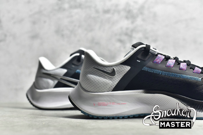 NIKE AIR ZOOM PEGASUS 38 BLACK/WHITE/CHLORINE BLUE/METALLIC SILVER CW7356-003