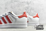 ADIDAS SUPERSTAR FOUNDATION SHOES CLOUD WHITE/SCARLET/GOLD B27139