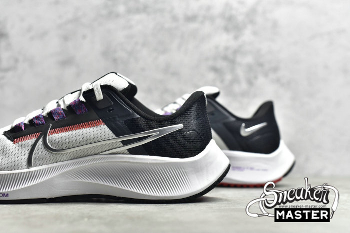 NIKE AIR ZOOM PEGASUS 38 WHITE/BLACK/FLASH CRIMSON/METALLIC SILVER CW7358-101