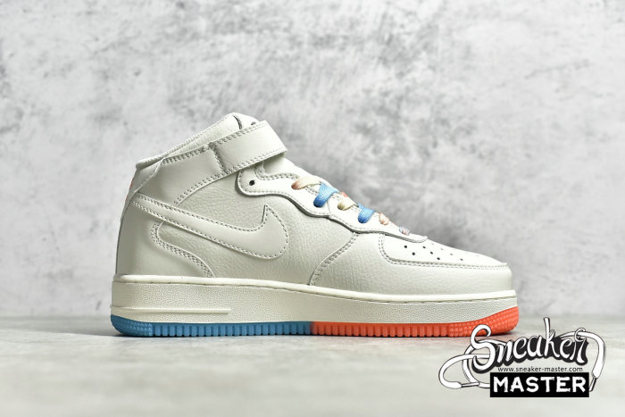 NIKE AIR FORCE 1 07 MID MIAMI BEIGE/ORANGE/BLUE MI9663-536
