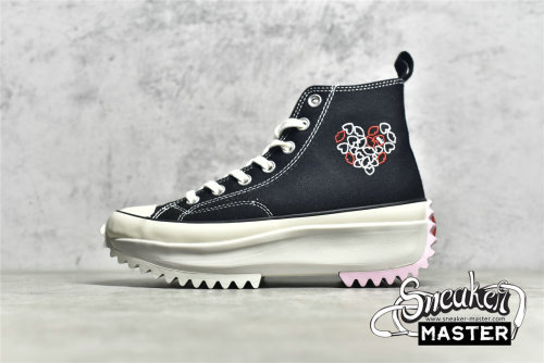 CONVERSE RUN STAR HIKE PLATFORM EMBROIDERED HEARTS BLACK/PINK/EGRET A01598C