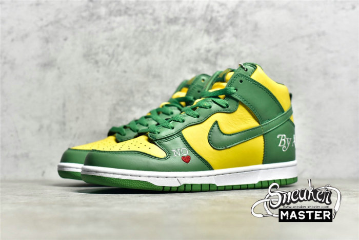 NIKE SUPREME X DUNK HIGH SB BY ANY MEANS BRAZIL VARSITY MAIZE/CLASSIC GREEN-WHITE DN3741-700