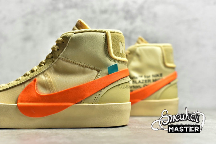 NIKE OFF-WHITE X BLAZER MID ALL HALLOWS EVE CANVAS/PALE VANILLA-BLACK-TOTAL ORANGE AA3832-700