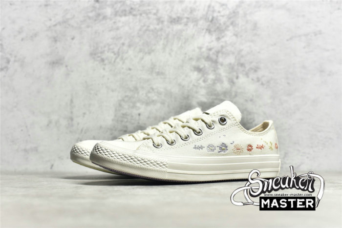CONVERSE CHUCK TAYLOR ALL-STAR LOW EMBROIDERED FLORAL EGRET/MULTI/BLACK A01595C