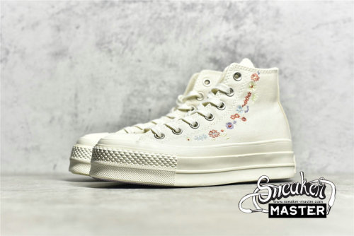 CONVERSE CHUCK TAYLOR ALL-STAR LIFT PLATFORM HIGH EMBROIDERED FLORAL EGRET/MULTI/EGRET A01586C
