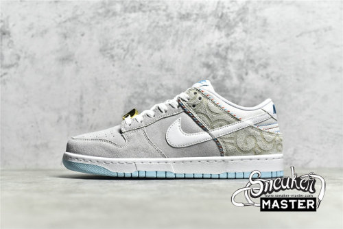 NIKE SB DUNK LOW RETRO SE BARBER SHOP GREY/WHITE-RED-BLUE DH7614-500