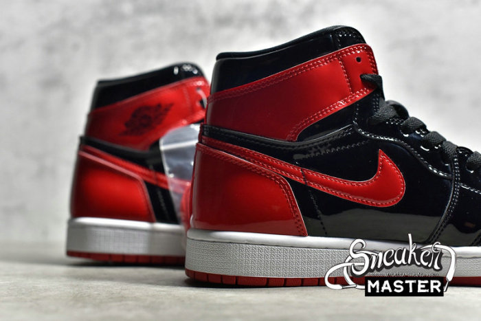 NIKE AIR JORDAN 1 RETRO HIGH OG PATENT BRED BLACK/WHITE/VARSITY RED 555088-063