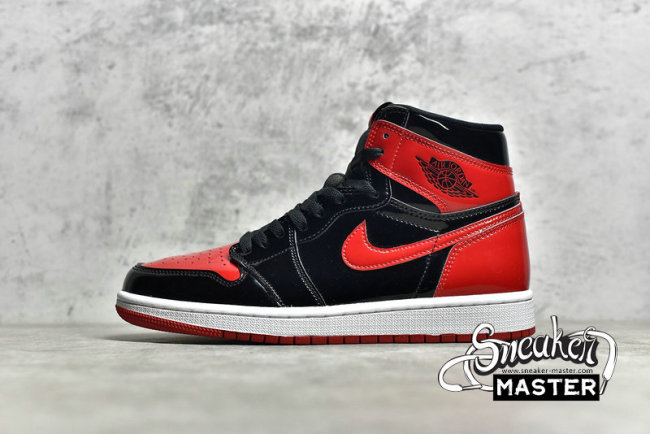 NIKE AIR JORDAN 1 RETRO HIGH OG PATENT BRED BLACK/WHITE/VARSITY RED 555088-063