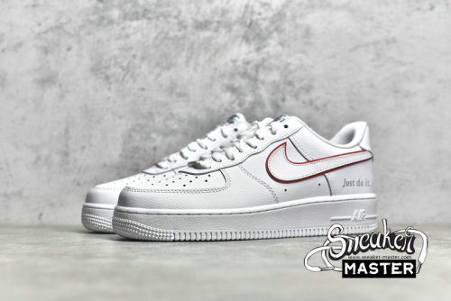 NIKE AIR FORCE 1 LOW JUST DO IT WHITE/NOBLE GREEN/METALLIC SILVER/UNIVERSITY RED DQ0791-100
