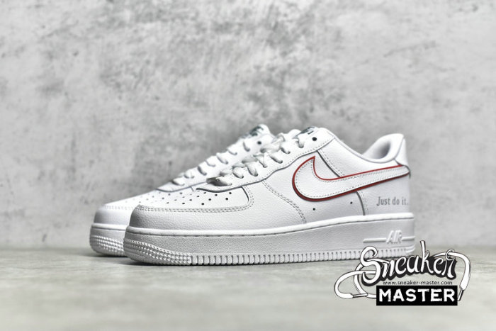 NIKE AIR FORCE 1 LOW JUST DO IT WHITE/NOBLE GREEN/METALLIC SILVER/UNIVERSITY RED DQ0791-100