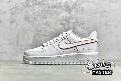 NIKE AIR FORCE 1 LOW JUST DO IT WHITE/NOBLE GREEN/METALLIC SILVER/UNIVERSITY RED DQ0791-100