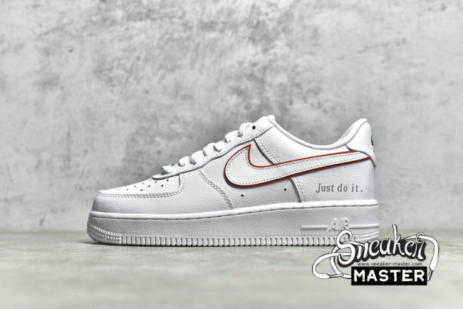 NIKE AIR FORCE 1 LOW JUST DO IT WHITE/NOBLE GREEN/METALLIC SILVER/UNIVERSITY RED DQ0791-100