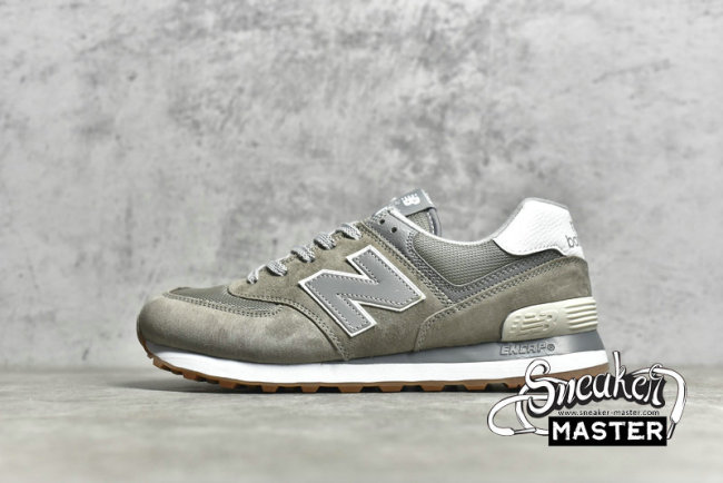 NEW BALANCE 574 RUNNING SHOES LIGHT GREY/GREEN/WHITE ML574GRF