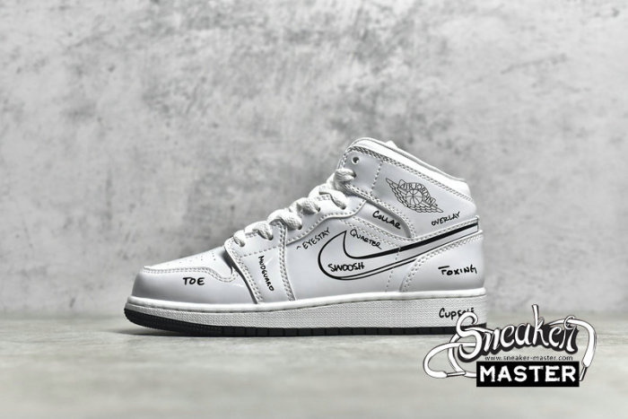 NIKE AIR JORDAN 1 MID PS SCHEMATIC WHITE/BLACK/WHITE DQ1866-100