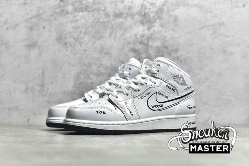 NIKE AIR JORDAN 1 MID PS SCHEMATIC WHITE/BLACK/WHITE DQ1866-100