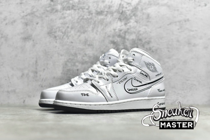 NIKE AIR JORDAN 1 MID PS SCHEMATIC WHITE/BLACK/WHITE DQ1866-100