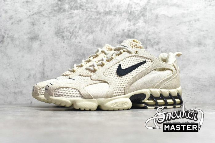NIKE STUSSY X AIR ZOOM SPIRIDON CAGED 2 FOSSIL/BLACK/FOSSIL CQ5486-200
