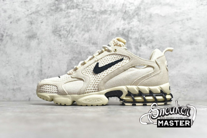 NIKE STUSSY X AIR ZOOM SPIRIDON CAGED 2 FOSSIL/BLACK/FOSSIL CQ5486-200