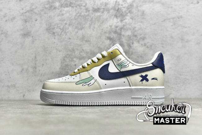 NIKE AIR FORCE 1 07 LOW WHITE/CREAM WHITE/NAVY BLUE 315115-113
