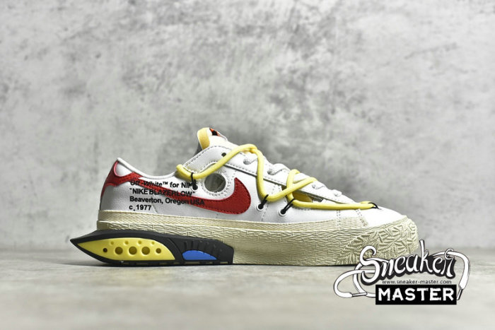NIKE OFF-WHITE X BLAZER LOW WHITE/UNIVERSITY RED/WHITE DH7863-100