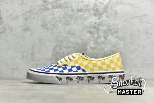 VANS AUTHENTIC SIDEWALL PALM TREES CHECKERBOARD YELLOW/BLUE/WHITE VN0A348A40P