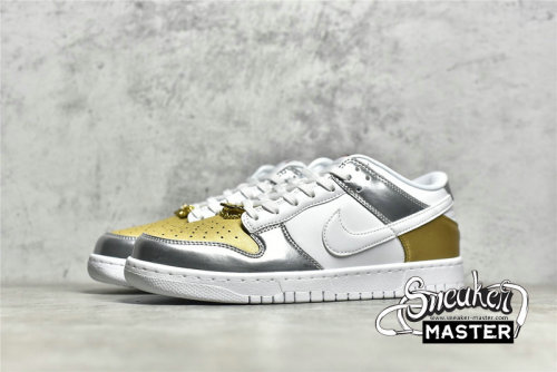 NIKE SB DUNK LOW SE WHITE/METALLIC GOLD/METALLIC SILVER DH4403-700