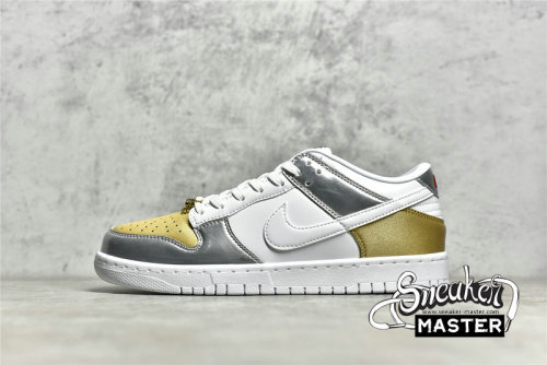 NIKE SB DUNK LOW SE WHITE/METALLIC GOLD/METALLIC SILVER DH4403-700