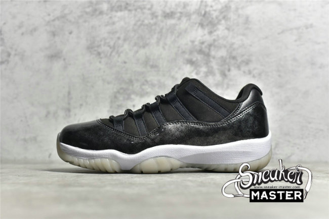 NIKE AIR JORDAN 11 RETRO LOW GS BARONS BLACK/METALLIC SILVER-WHITE 528896-010