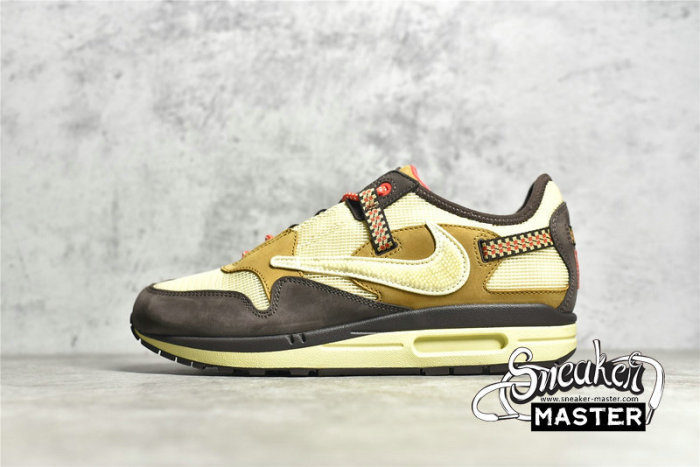 NIKE AIR MAX 1 X TRAVIS SCOTT BAROQUE BROWN/LEMON DROP/WHEAT/CHILE RED DO9392-200