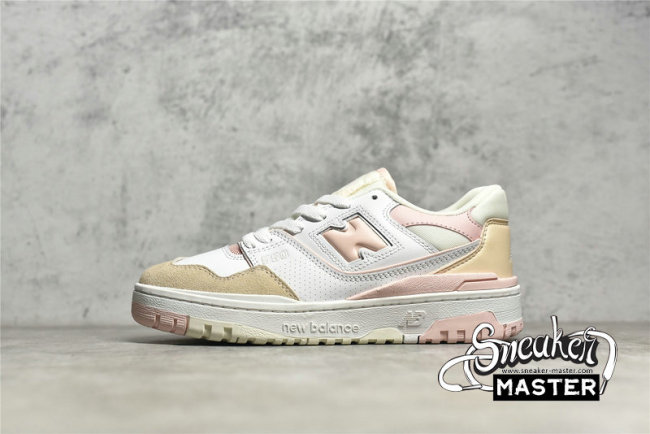 NEW BALANCE 550 RUNNING SHOES WHITE/LIGHT PINK/BEIGE BBW550WP