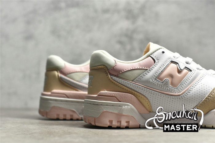 NEW BALANCE 550 RUNNING SHOES WHITE/LIGHT PINK/BEIGE BBW550WP
