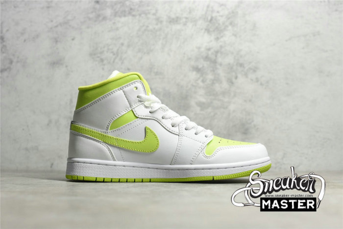 NIKE AIR JORDAN 1 MID WHITE/WHITE/LIME BQ6472-131