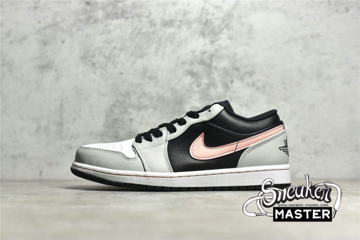 NIKE AIR JORDAN 1 LOW BLACK/GREY FOG/WHITE/BLEACHED CORAL 553558-062
