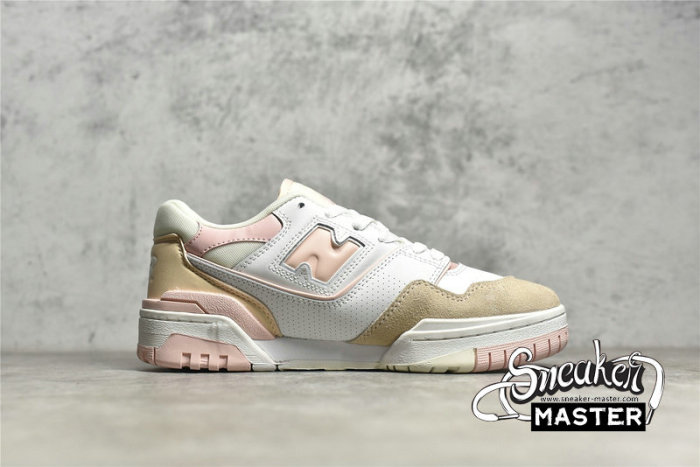 NEW BALANCE 550 RUNNING SHOES WHITE/LIGHT PINK/BEIGE BBW550WP