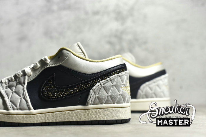 NIKE AIR JORDAN 1 LOW SE BEADED SWOOSH ANTHRACITE/LIGHT BONE/SAIL/WOLF GREY/GOLD DUST DV1762-001