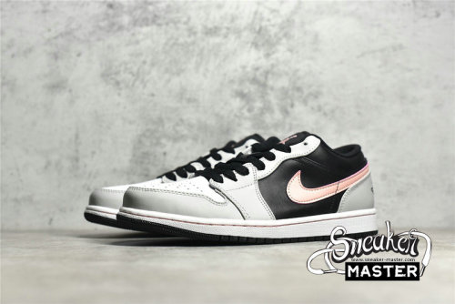 NIKE AIR JORDAN 1 LOW BLACK/GREY FOG/WHITE/BLEACHED CORAL 553558-062