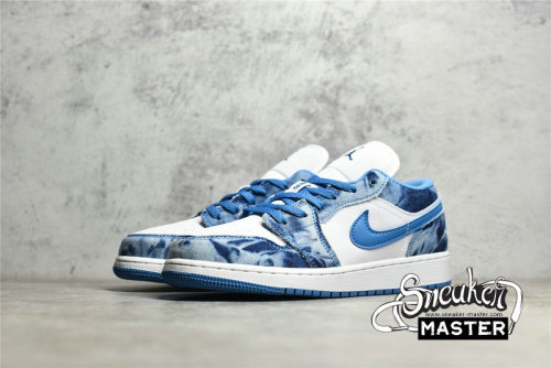 NIKE AIR JORDAN 1 LOW GS WASHED DENIM WHITE/DUTCH BLUE/WHITE DM8947-100