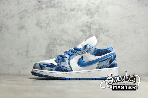 NIKE AIR JORDAN 1 LOW GS WASHED DENIM WHITE/DUTCH BLUE/WHITE DM8947-100