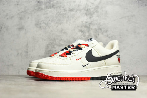 NIKE AIR FORCE 1 LOW BEIGE/DARK GREY-RED NA2022-005